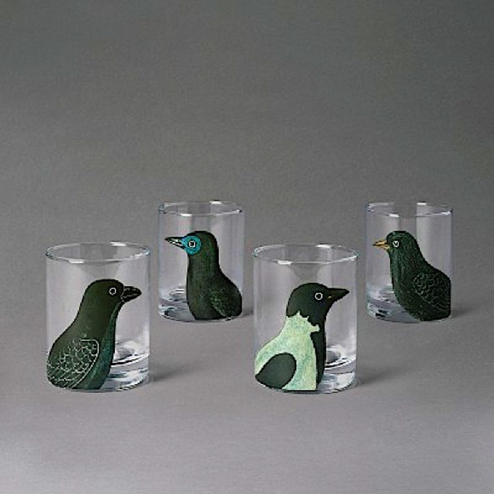 JOHN DERIAN x THRESHOLD | BNWT box of 4 Raven Glasses Midnight Dreary ORIGINALS